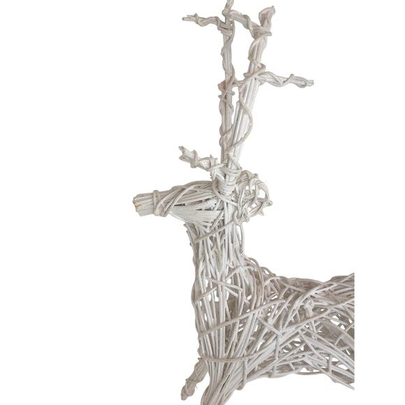 Vintage White Twig Rattan Christmas Holiday Reindeer - Picture 5 of 8